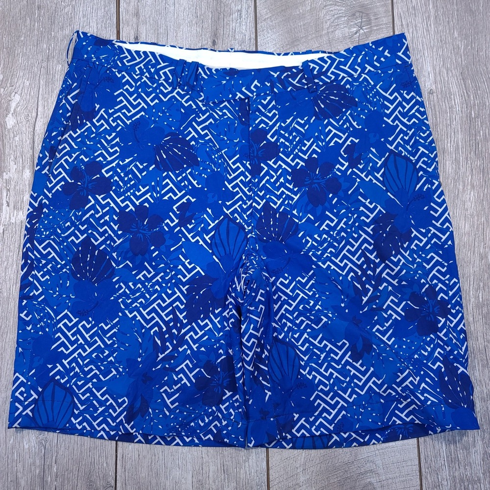 RLX Ralph Lauren Golf Shorts Men 38 Blue Floral Geometric Performance
